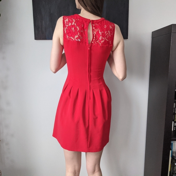 Lacy Fitted Red Dress H&M - Picture 3 of 4